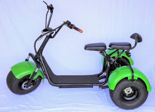 Elektrická tříkolka FLASH RIDER Chopper/Harley 1000 W zelená, lithiová baterie 12 Ah